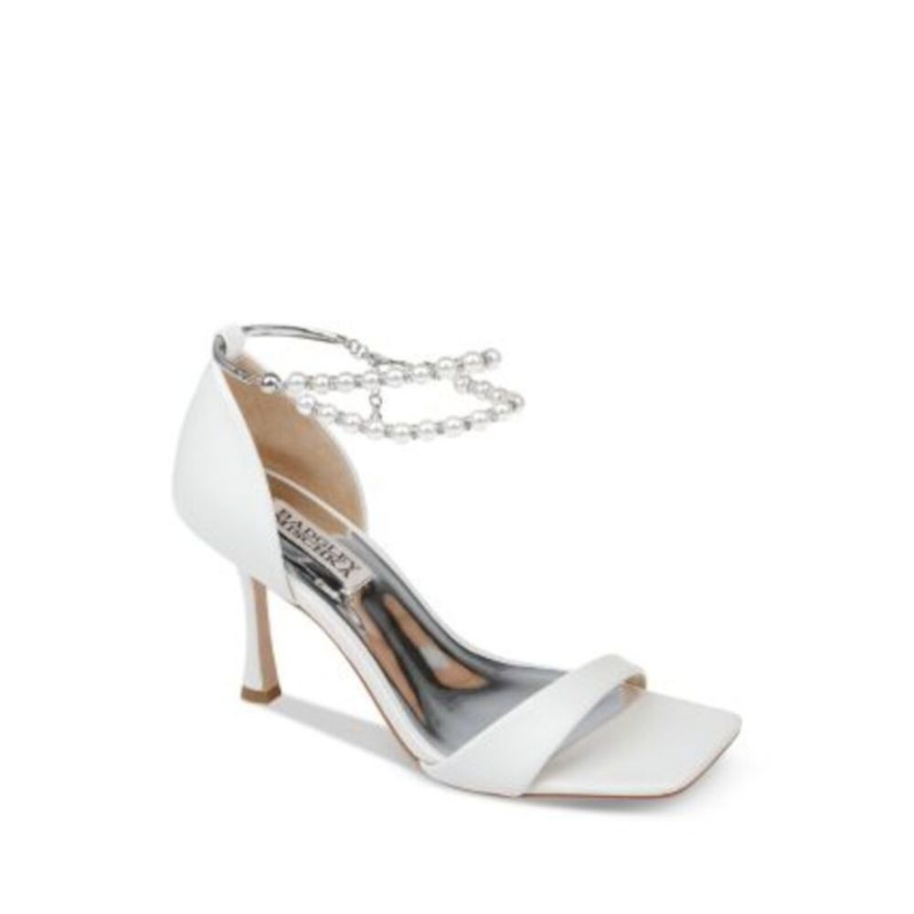 BADGLEY MISCHKA Womens Ivory Loretta Open Toe Stiletto Leather Pumps Shoes 9.5